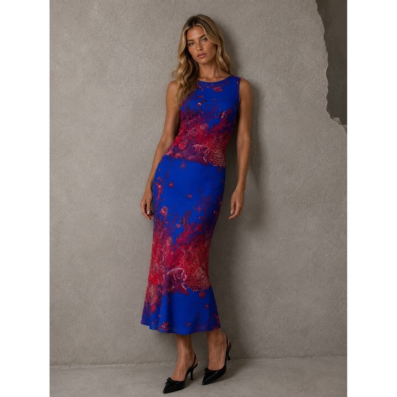 Jean Paul Gaultier Dresses & Skirts - Jean Paul Gaultier Soleil Y2K Coral Fish Mesh Maxi Dress S Underwater Print